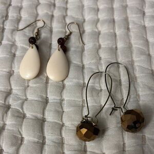 Cream and Gold Minimalist Earrings Set